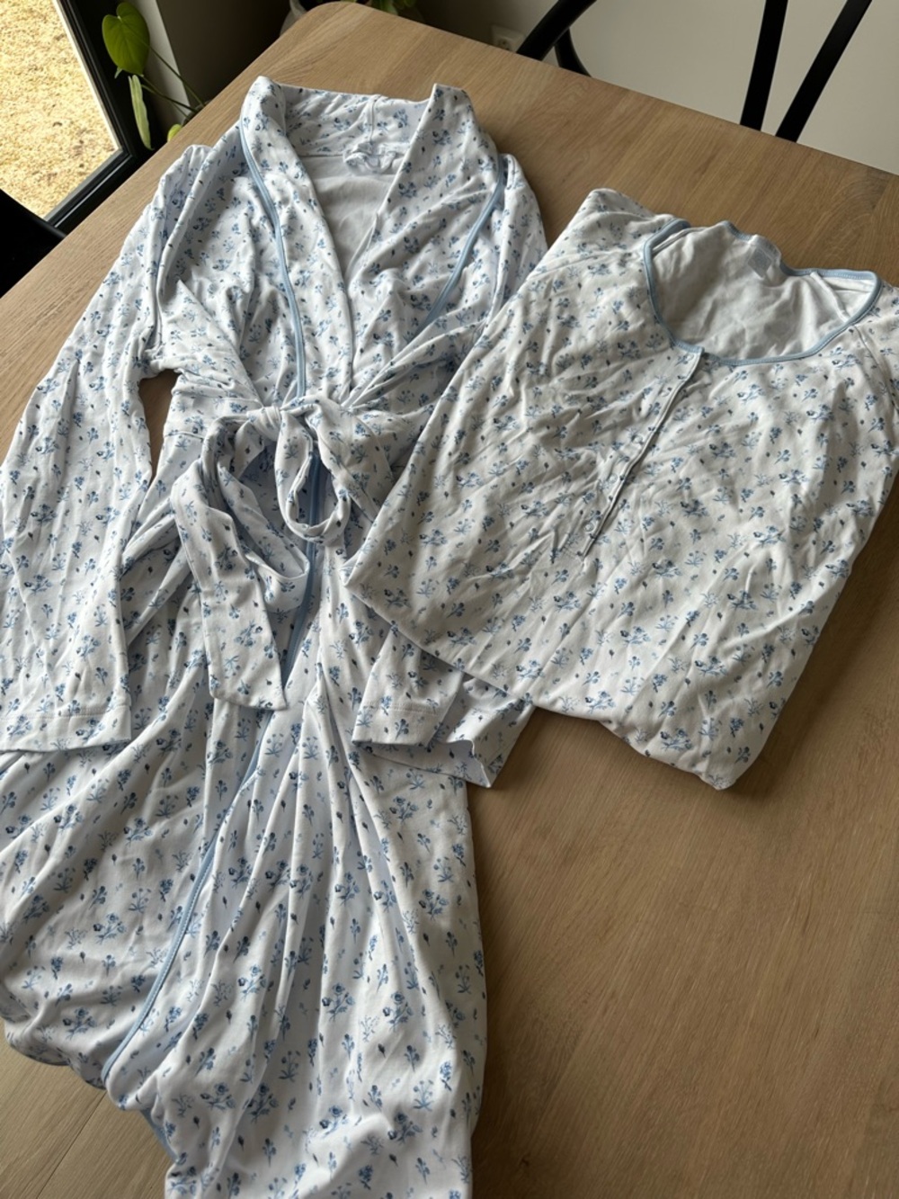 LAKE Light Blue Floral Robe and Maternity Nightgown Set - Soft Loungewear